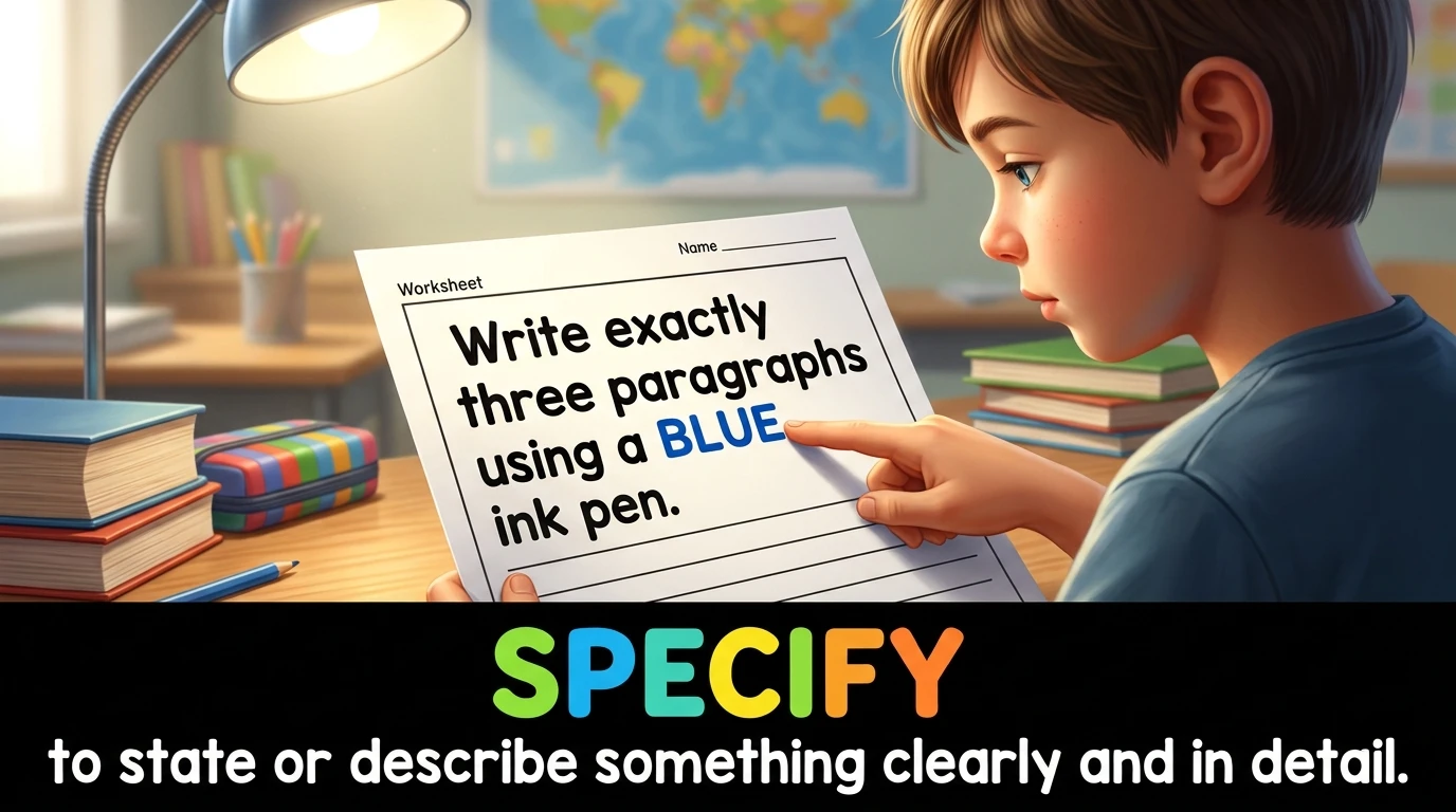 English Illustration for specify